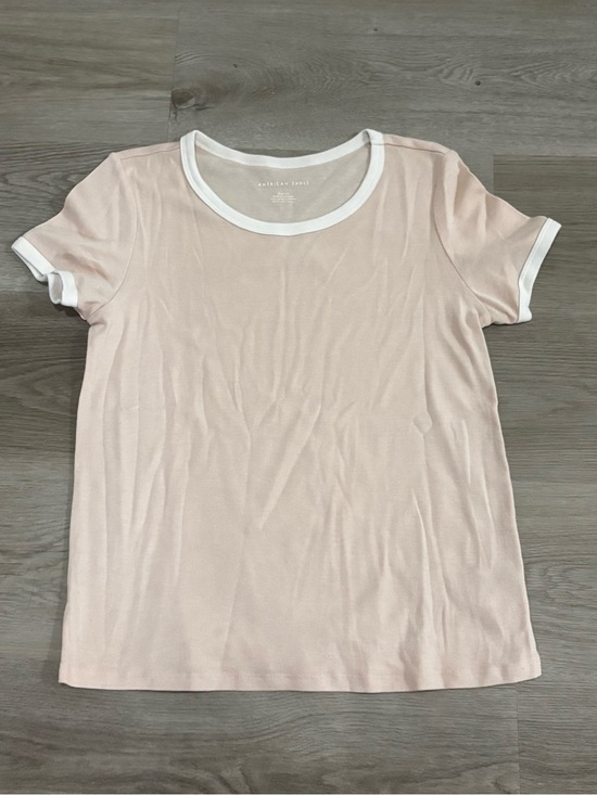 American Eagle Outfitters Tops - American Eagle Outfitters Pale Pink Ringer Tee with White Trim